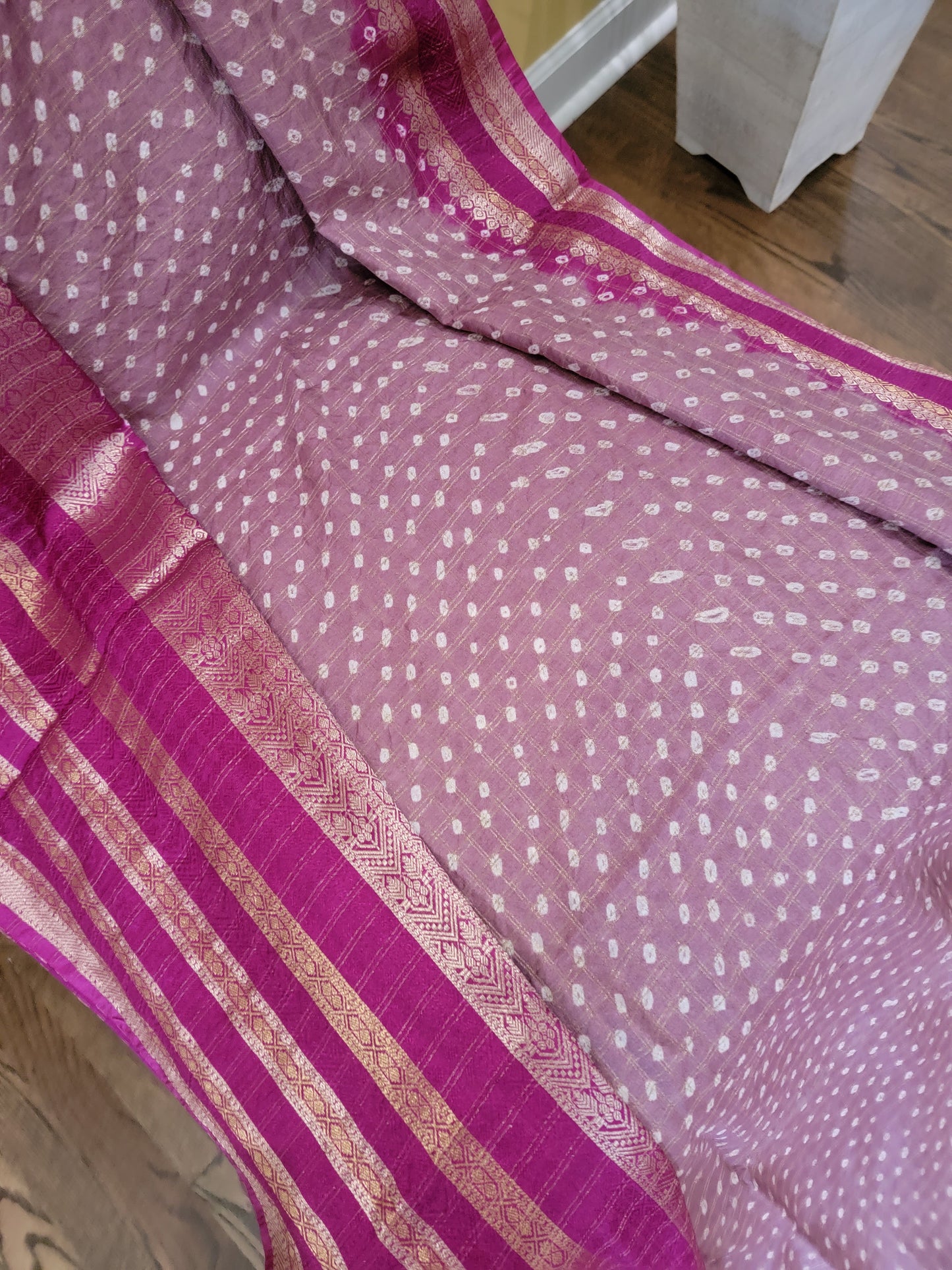 Kanjivaram Bandhej Saree - Pink