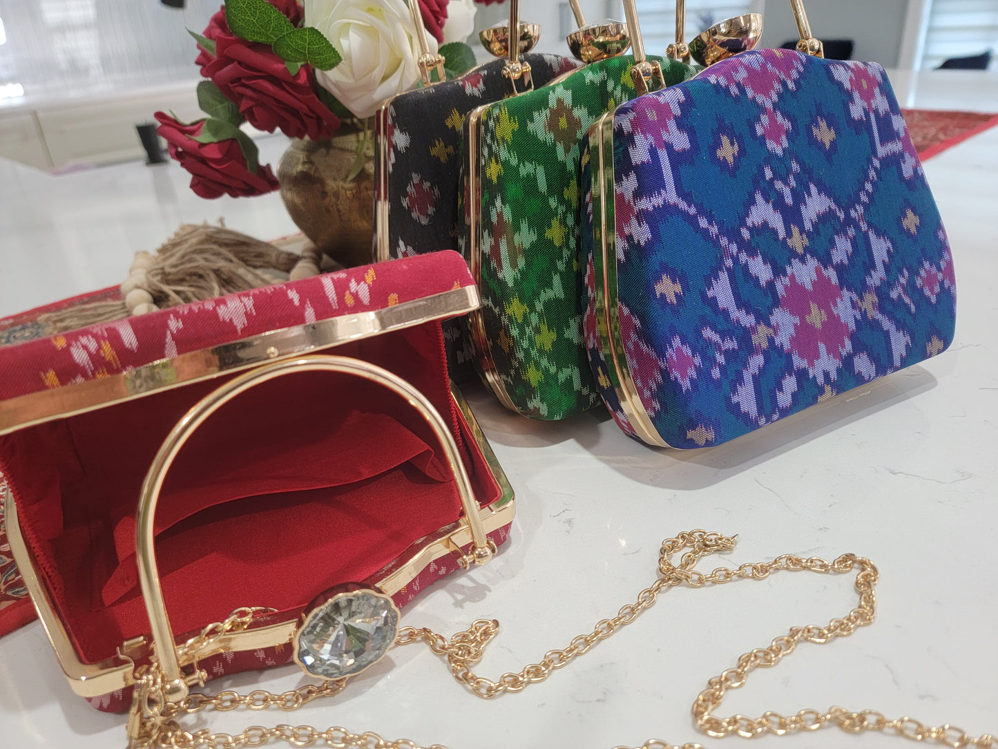 Patola Clutches - Peacock blue