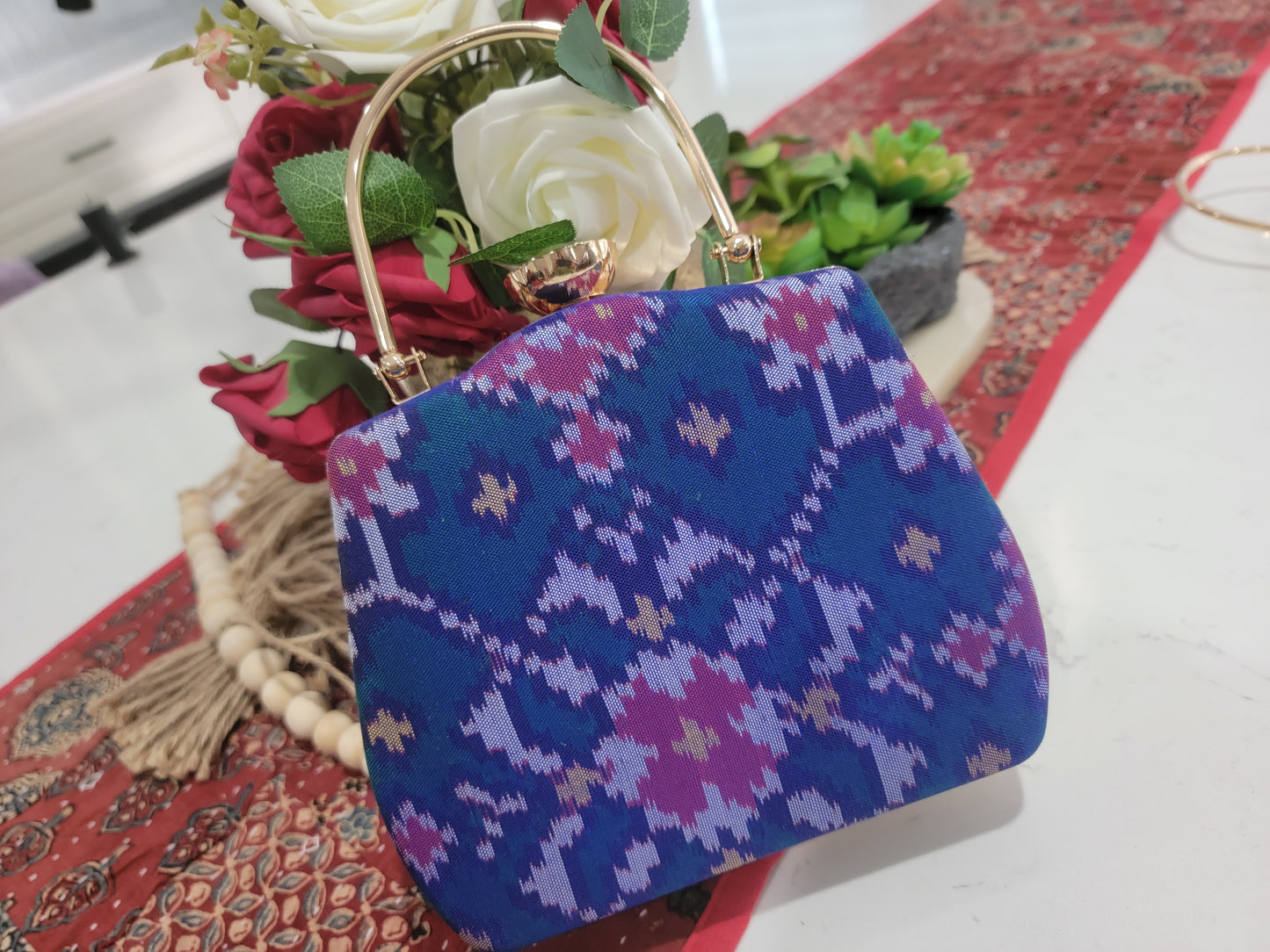 Patola Clutches - Peacock blue