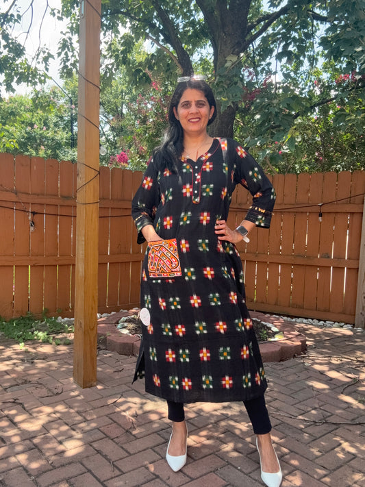 Size 38 - KutchhIkkat Cotton Kurta