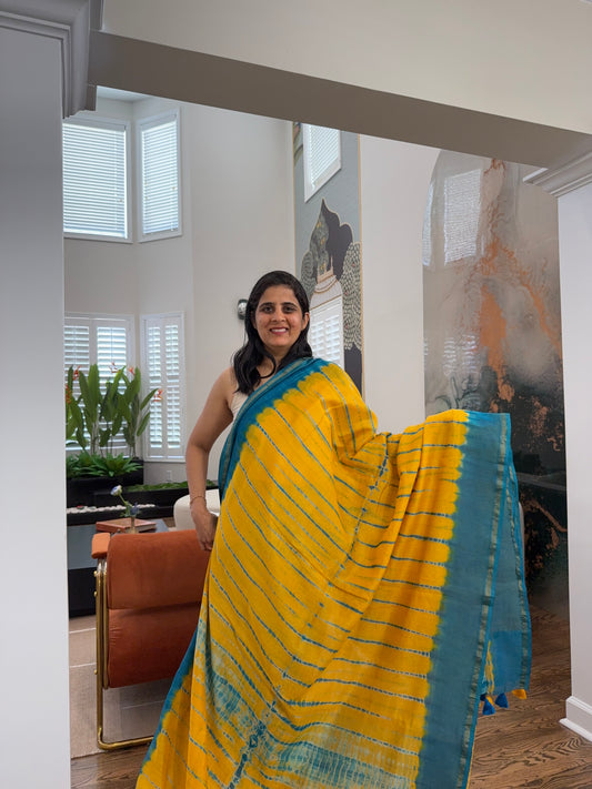 Hand tied shibori on Chanderi