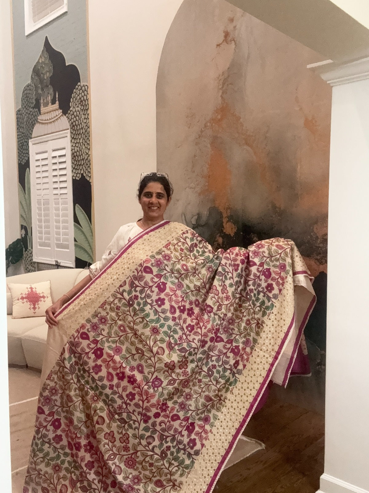 Cut work Saree - Digital Printed
