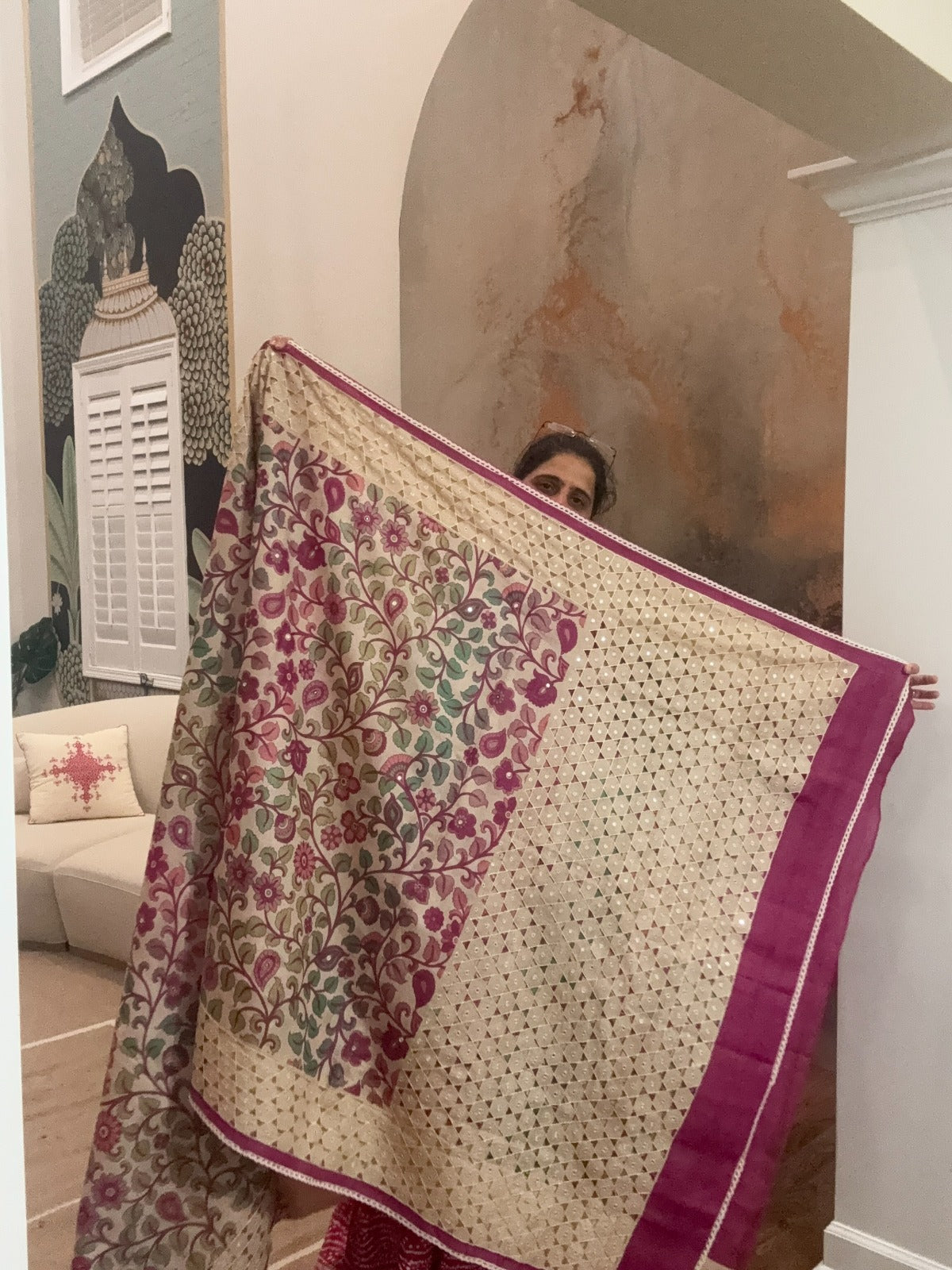 Cut work Saree - Digital Printed
