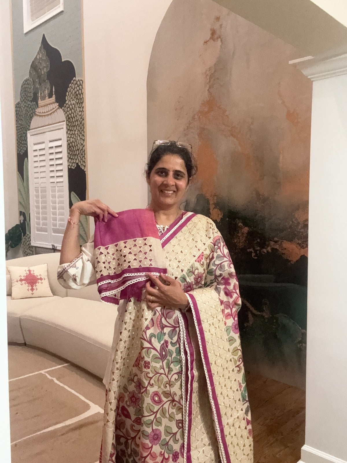 Cut work Saree - Digital Printed