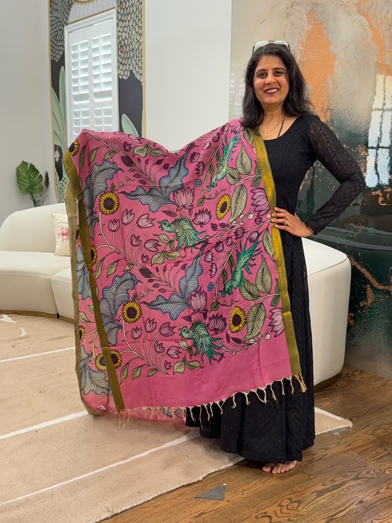 Kalamkari Dupatta - Pink