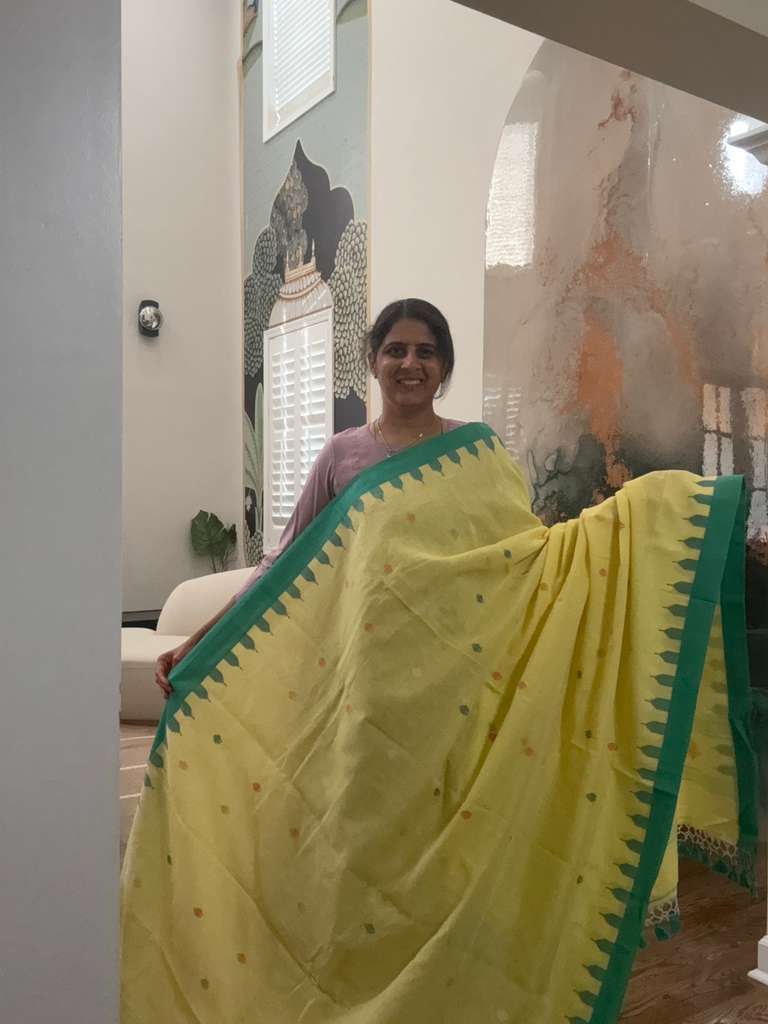 Handwoven Cotton Jamdaani - Pastel Yellow