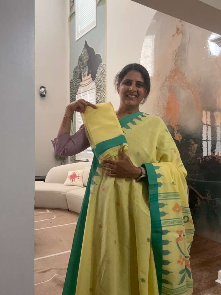 Handwoven Cotton Jamdaani - Pastel Yellow