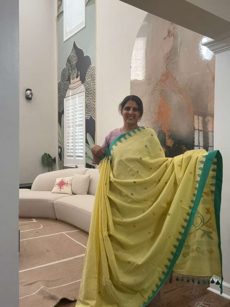 Handwoven Cotton Jamdaani - Pastel Yellow
