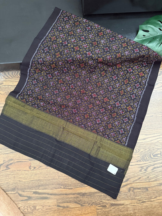 Hand Woven Patola Woolen Shawl - Black