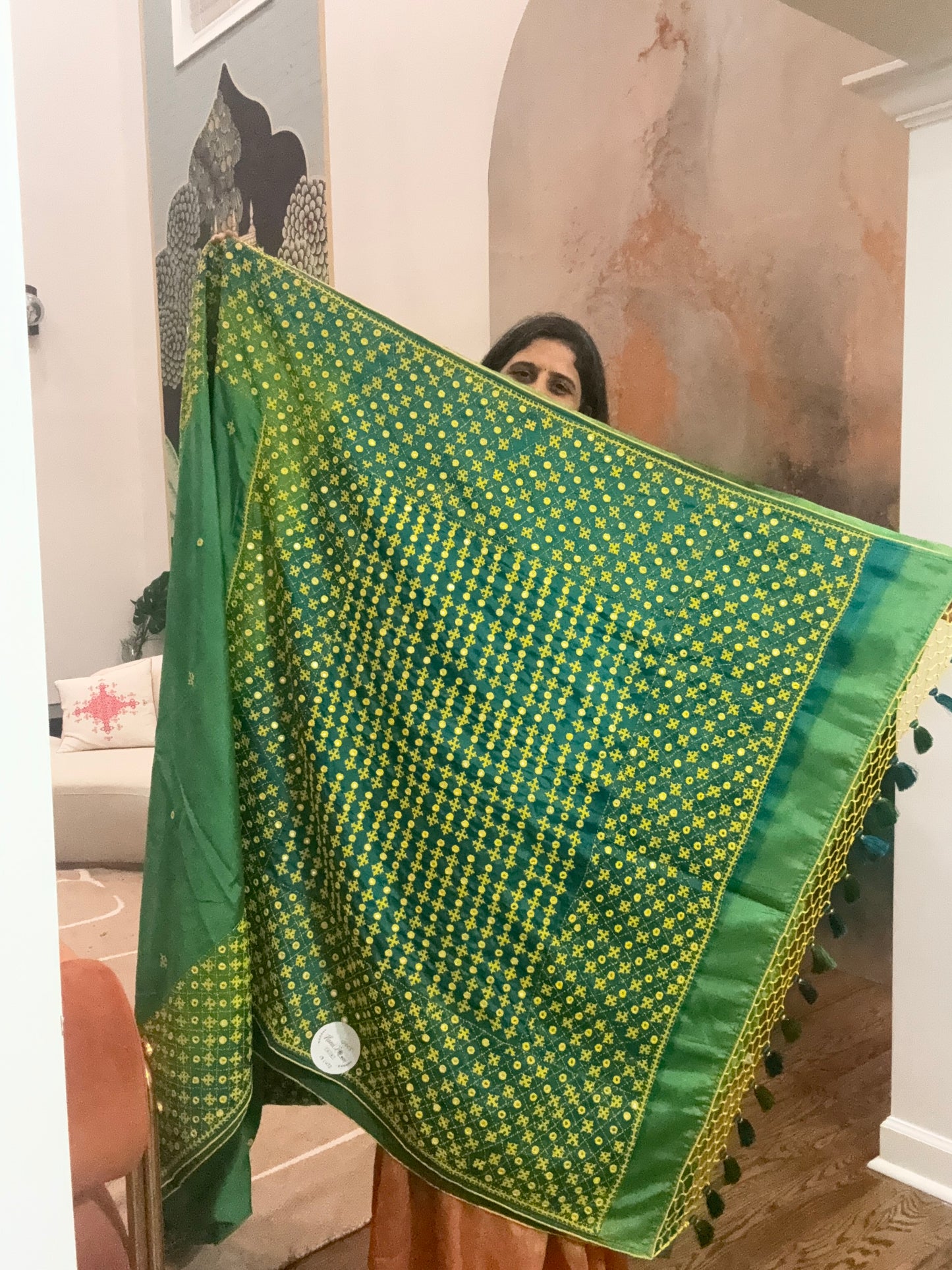 Kutchhi Hand Embroidery Saree on tusser silk