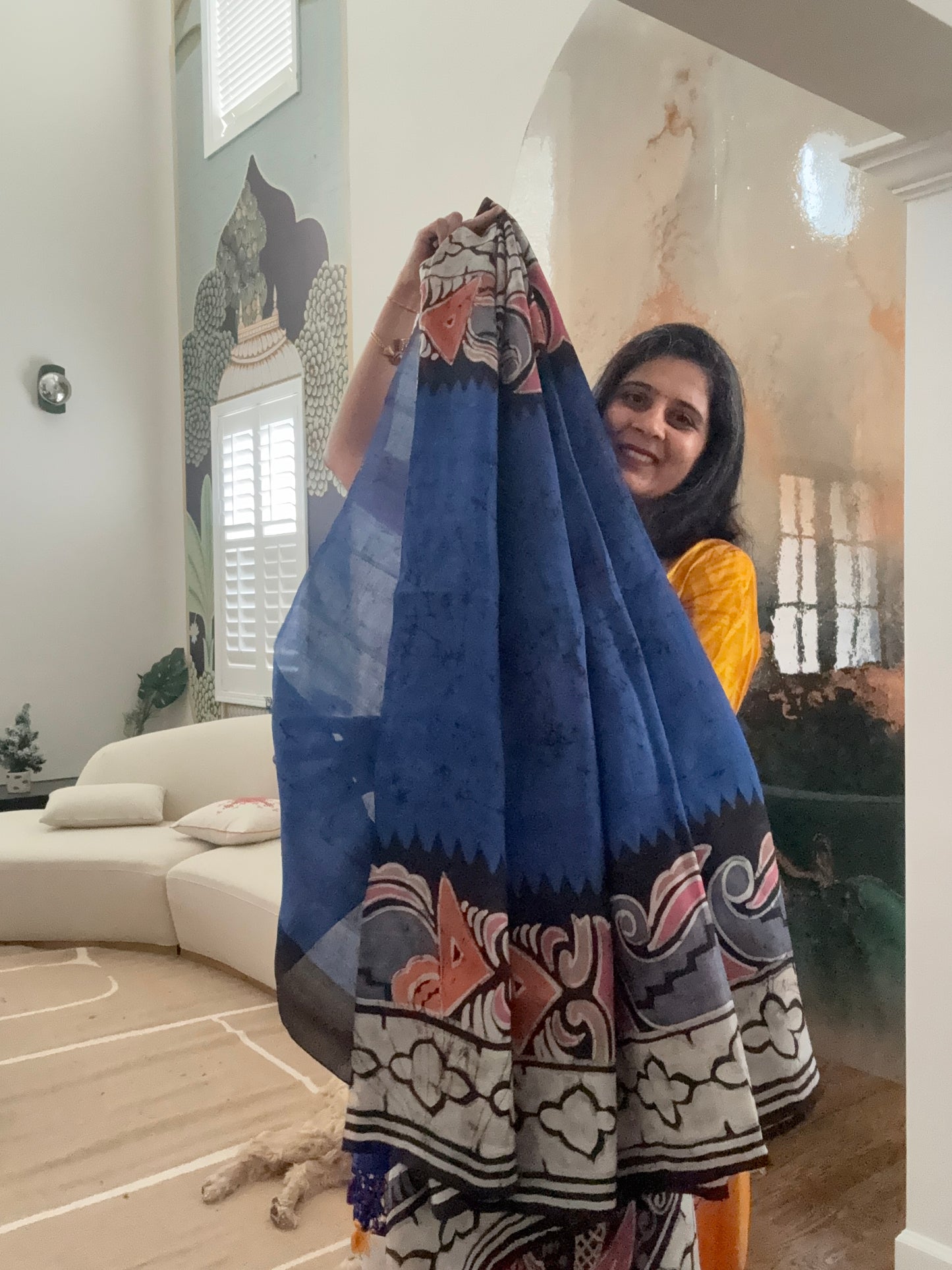 Hand Batik Saree on Katan Silk