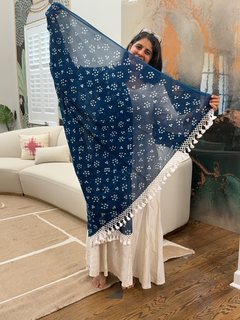 Georgette Dupatta - Peacock Blue