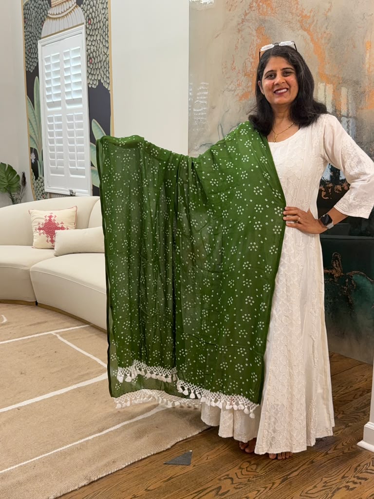 Georgette Dupatta - Olive Green