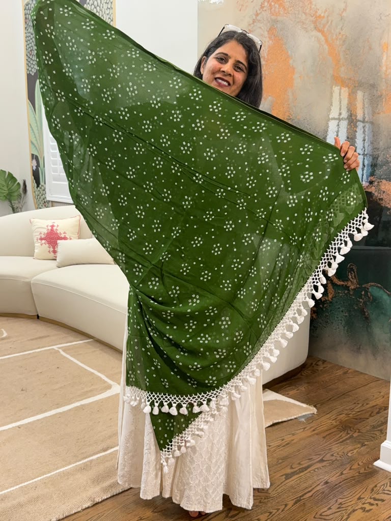 Georgette Dupatta - Olive Green
