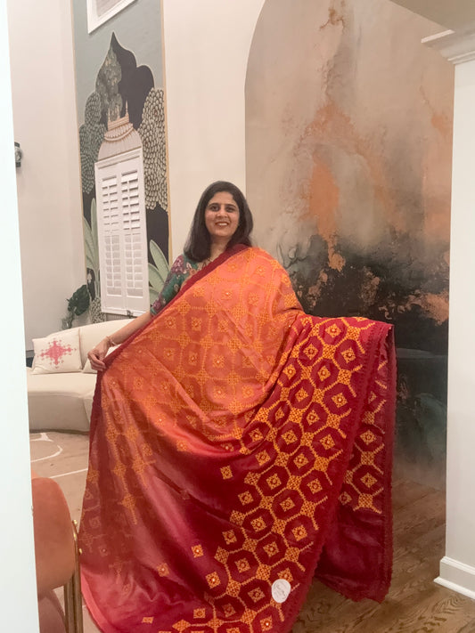 Kutchhi Hand Embroidery Saree on Tusser Silk