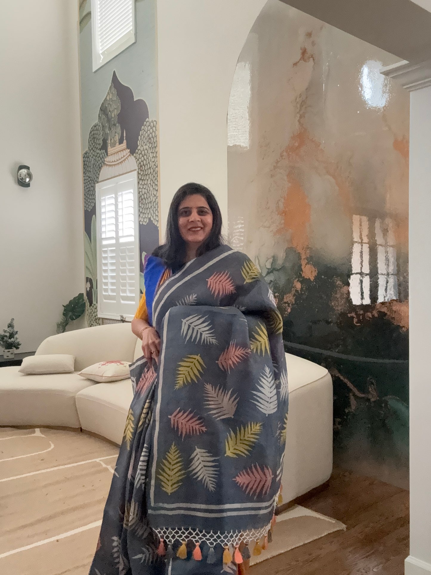 Hand Batik Saree on Katan Silk