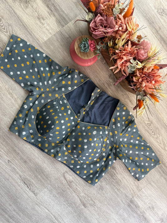 Bandhani Blouse  - Grey