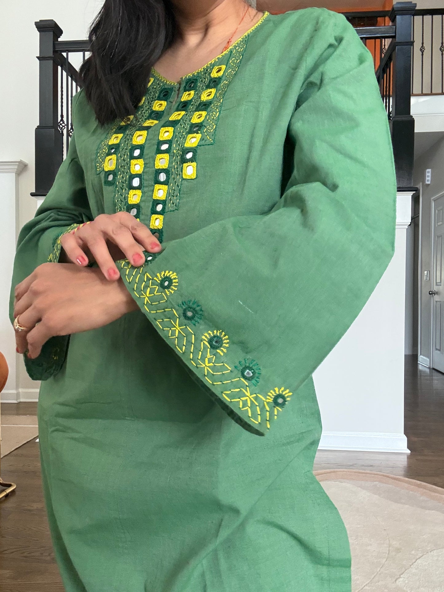 Size 38 - Lambani Hand Embroidered Kurta - Green