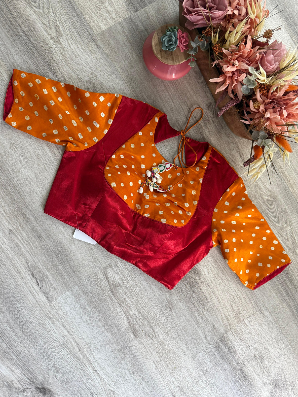 Bandhani Blouse  - Orange & Red
