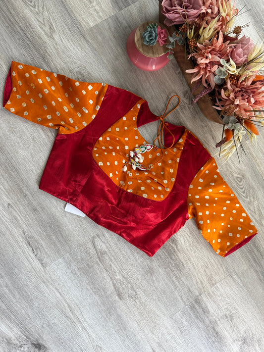 Bandhani Blouse  - Orange & Red