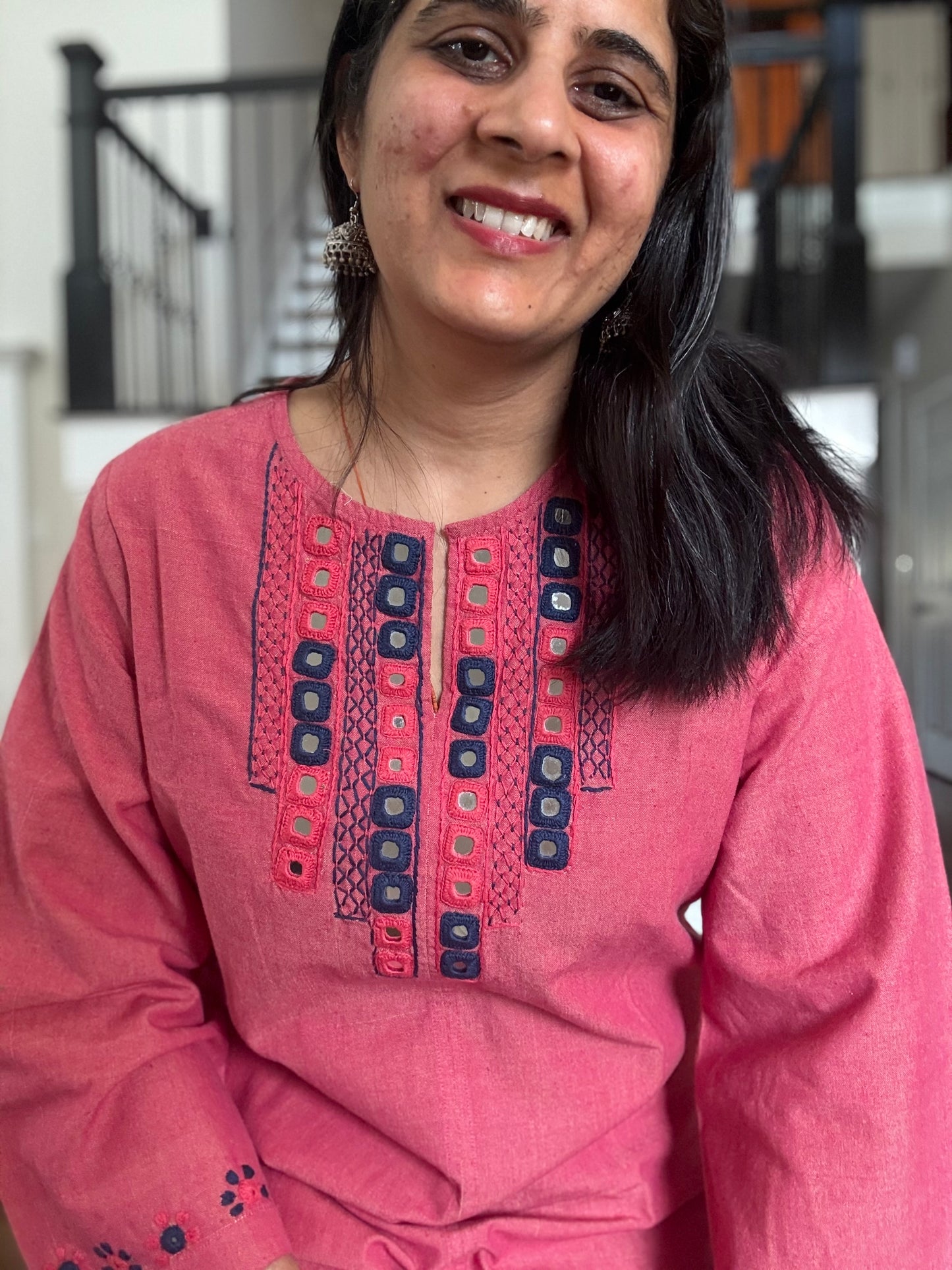 Size 36 - Lambani Hand Embroidered Kurta - Pink
