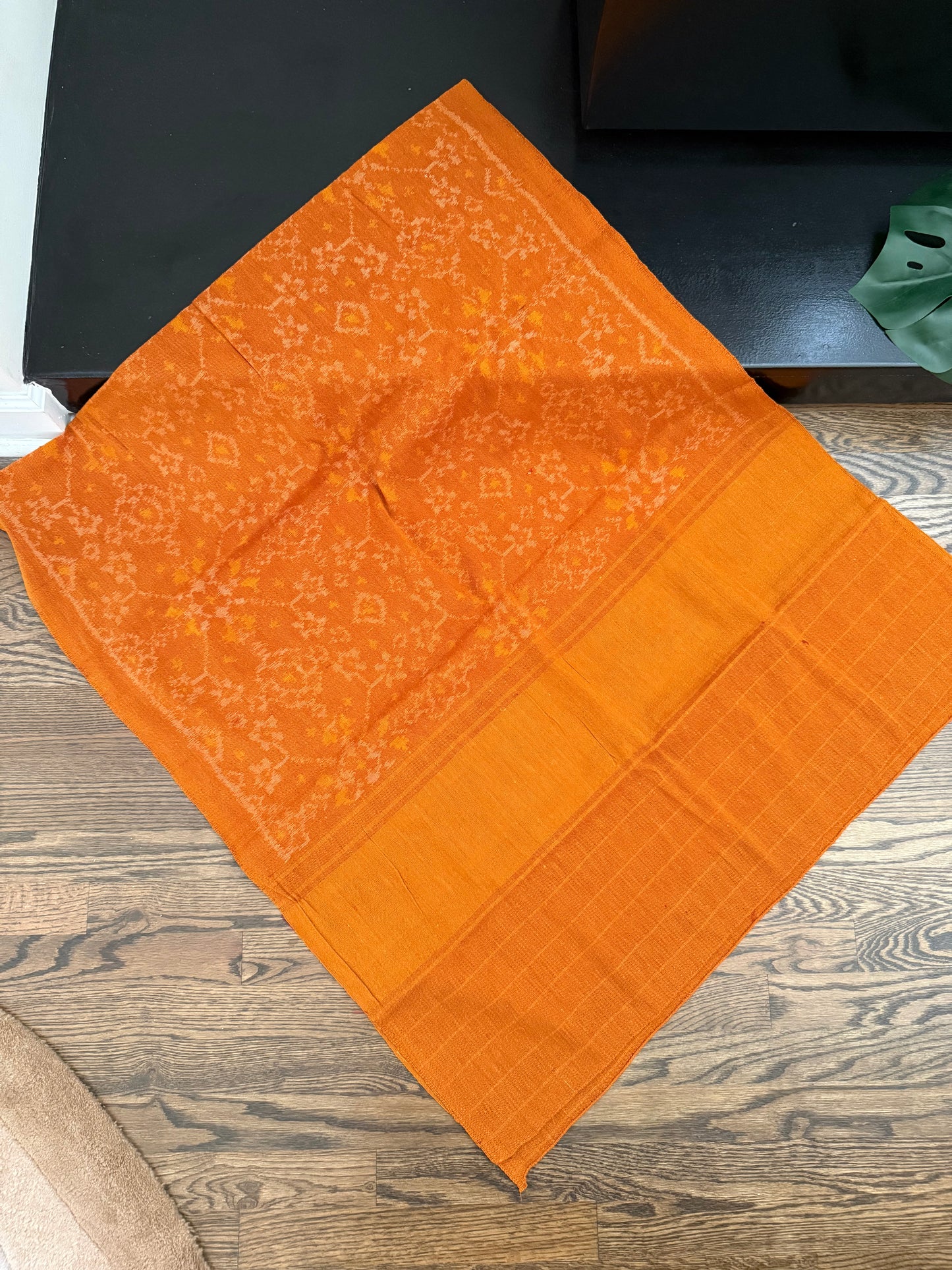 Hand Woven Patola Woolen Shawl - mustard yellow