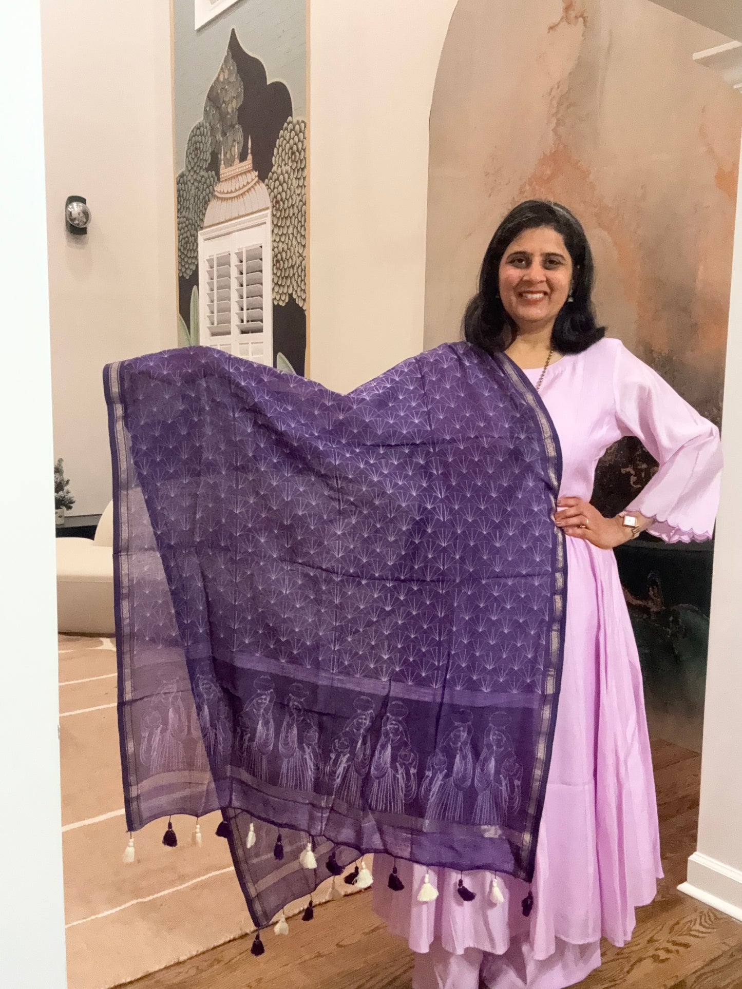 Hand crafted Nui shibori Dupatta on Chanderi