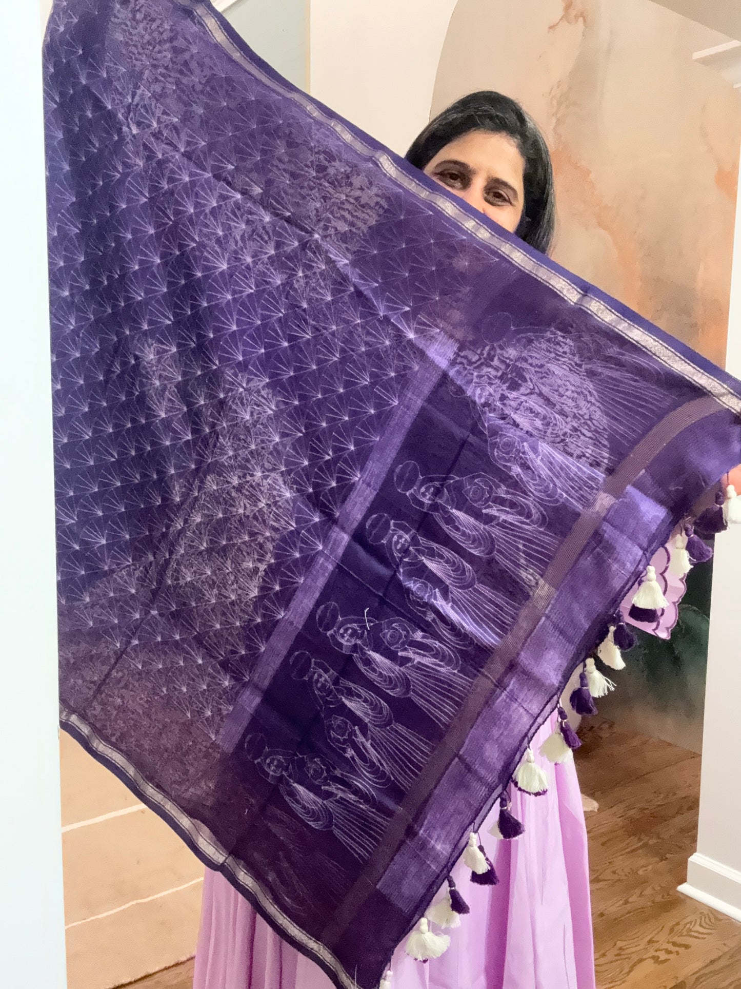 Hand crafted Nui shibori Dupatta on Chanderi