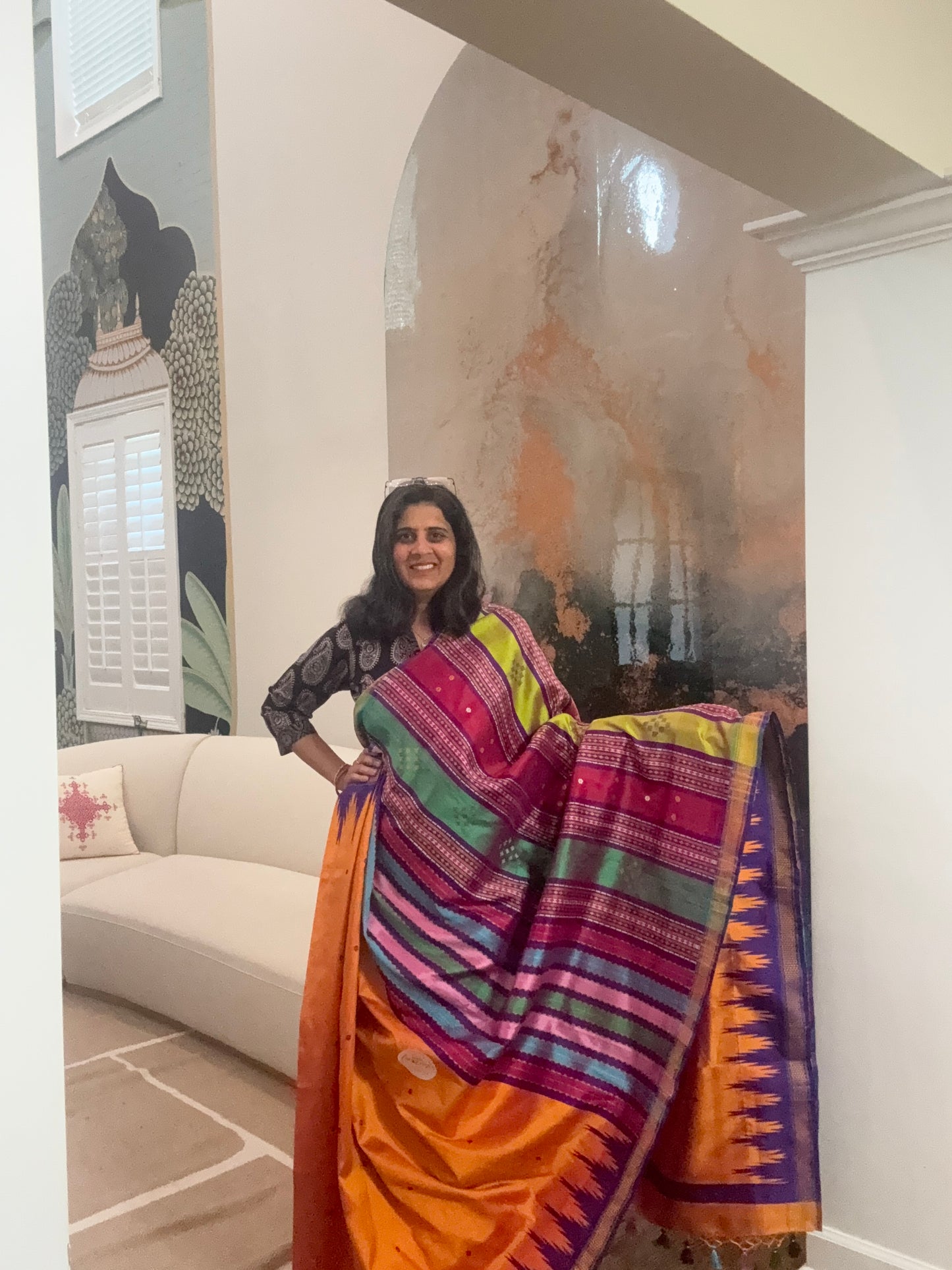 Handwoven Double Aanchal Berhampuri Saree