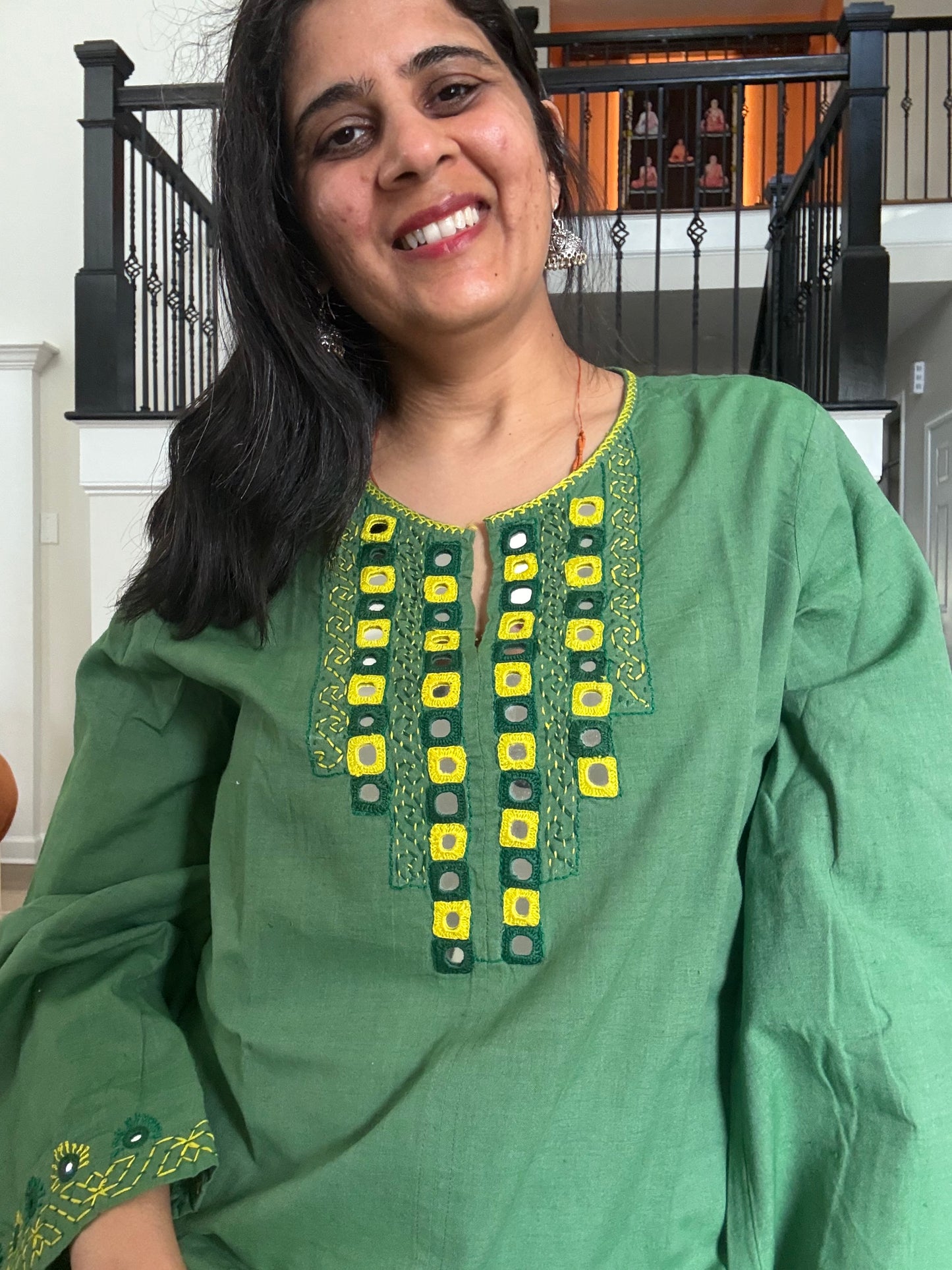 Size 38 - Lambani Hand Embroidered Kurta - Green