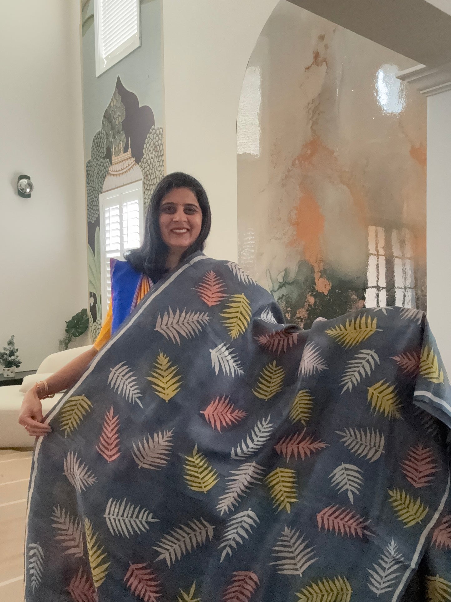 Hand Batik Saree on Katan Silk