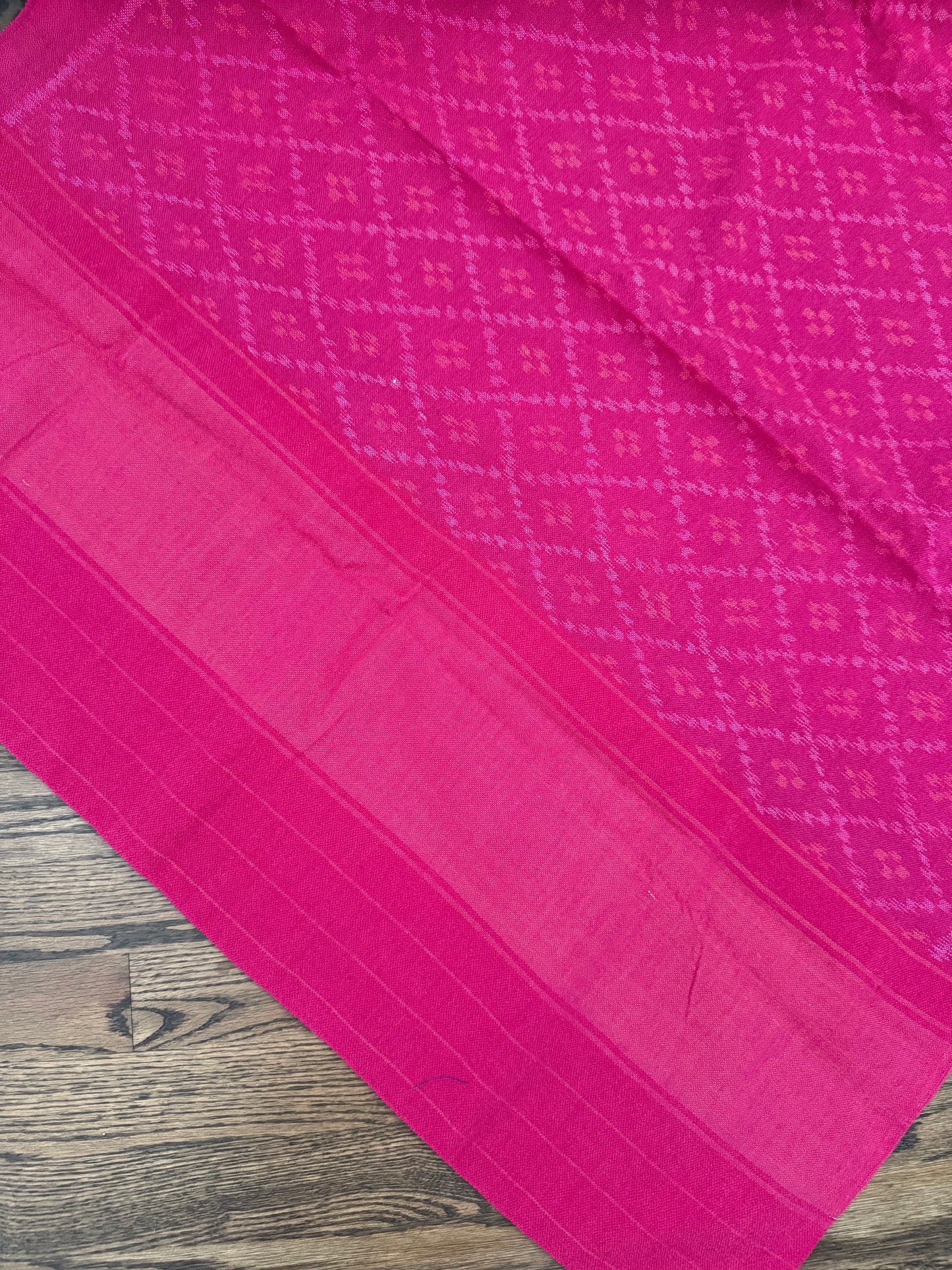 Hand Woven Patola Woolen Shawl - Pink
