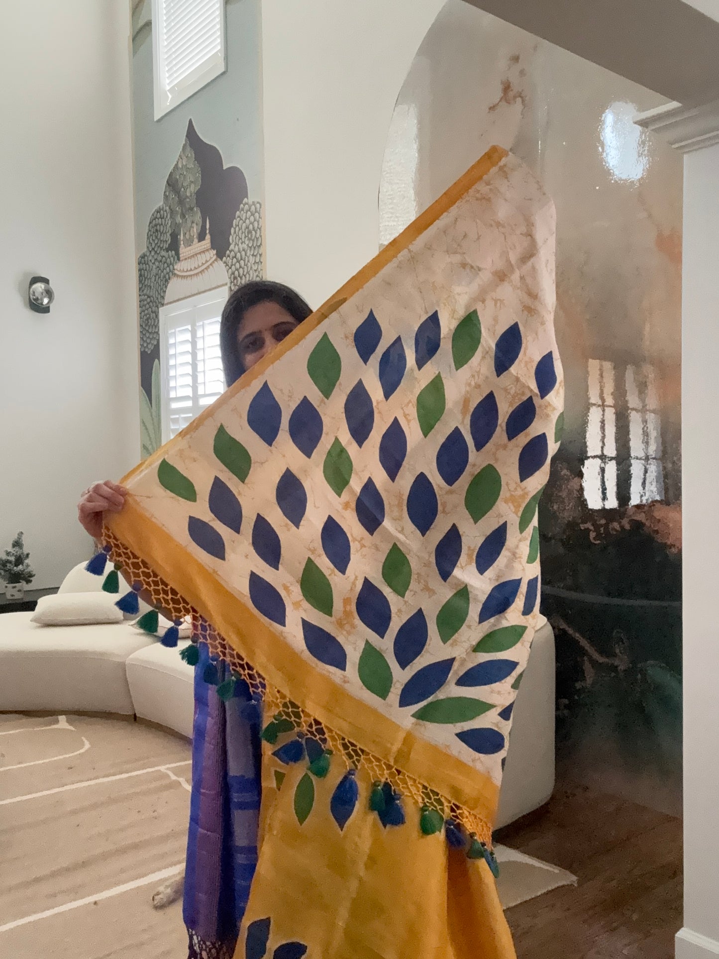 Hand Batik Saree on Katan Silk