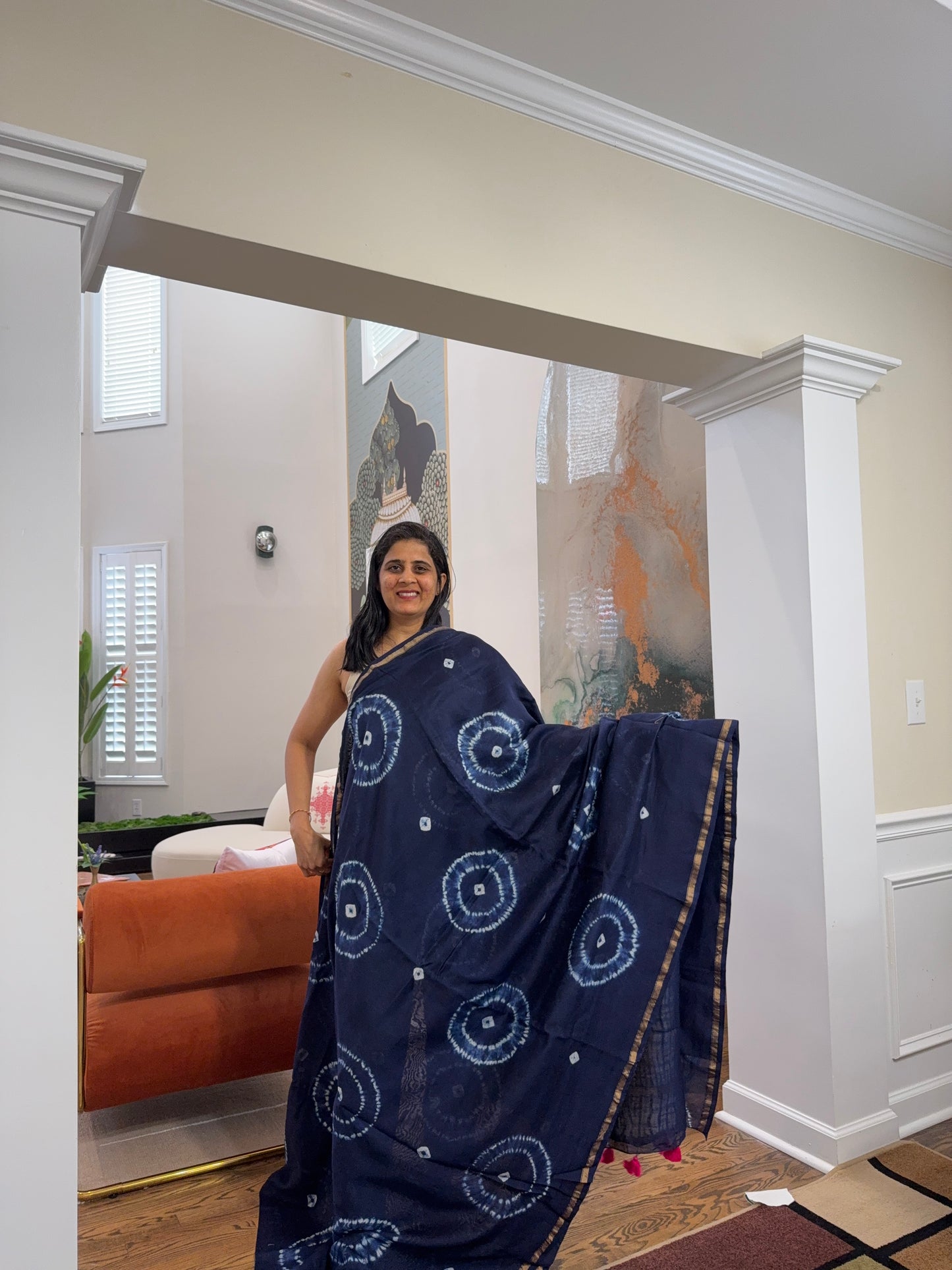 Hand tied shibori - Indigo
