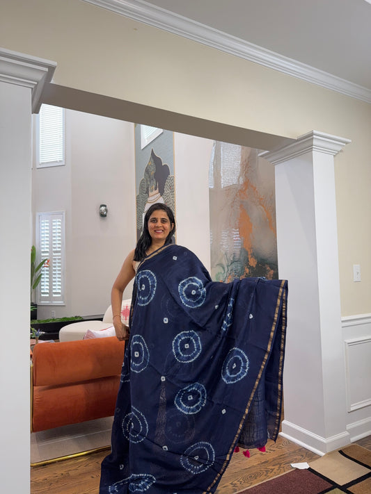 Hand tied shibori - Indigo