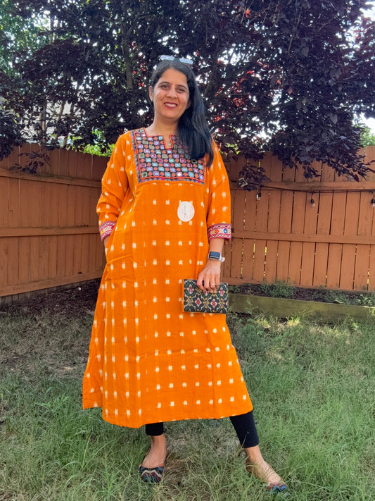 Size 42 - KutchhIkkat Cotton Kurta