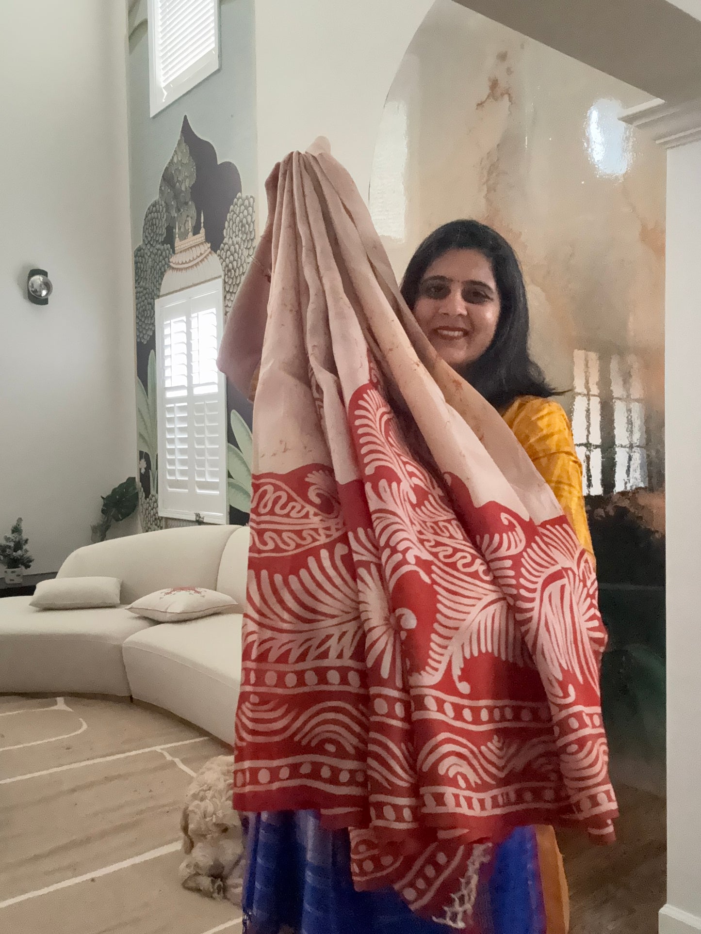 Hand Batik Saree on Katan Silk