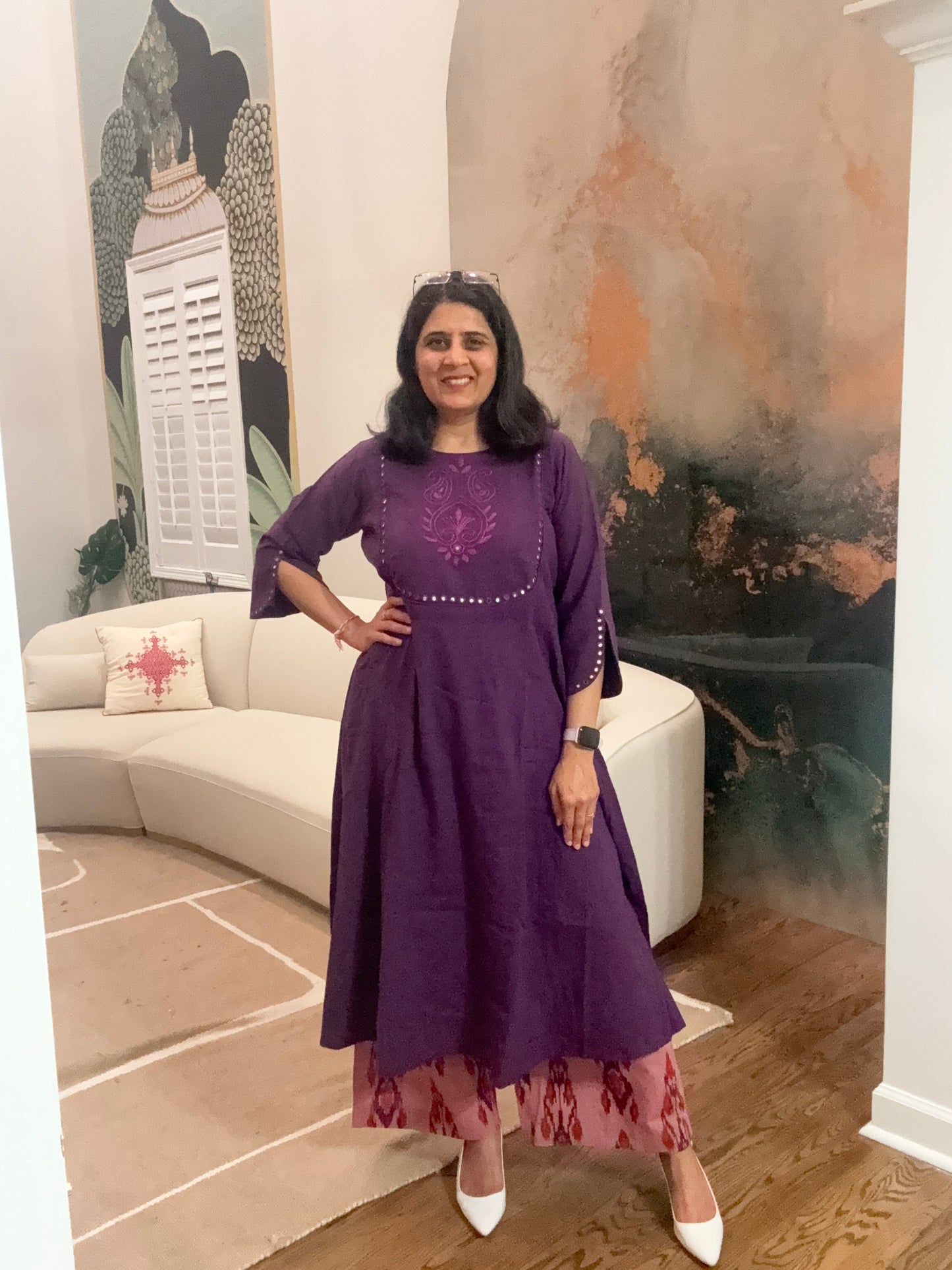 Mirrorwork Hand-embroidered kurta-pant set