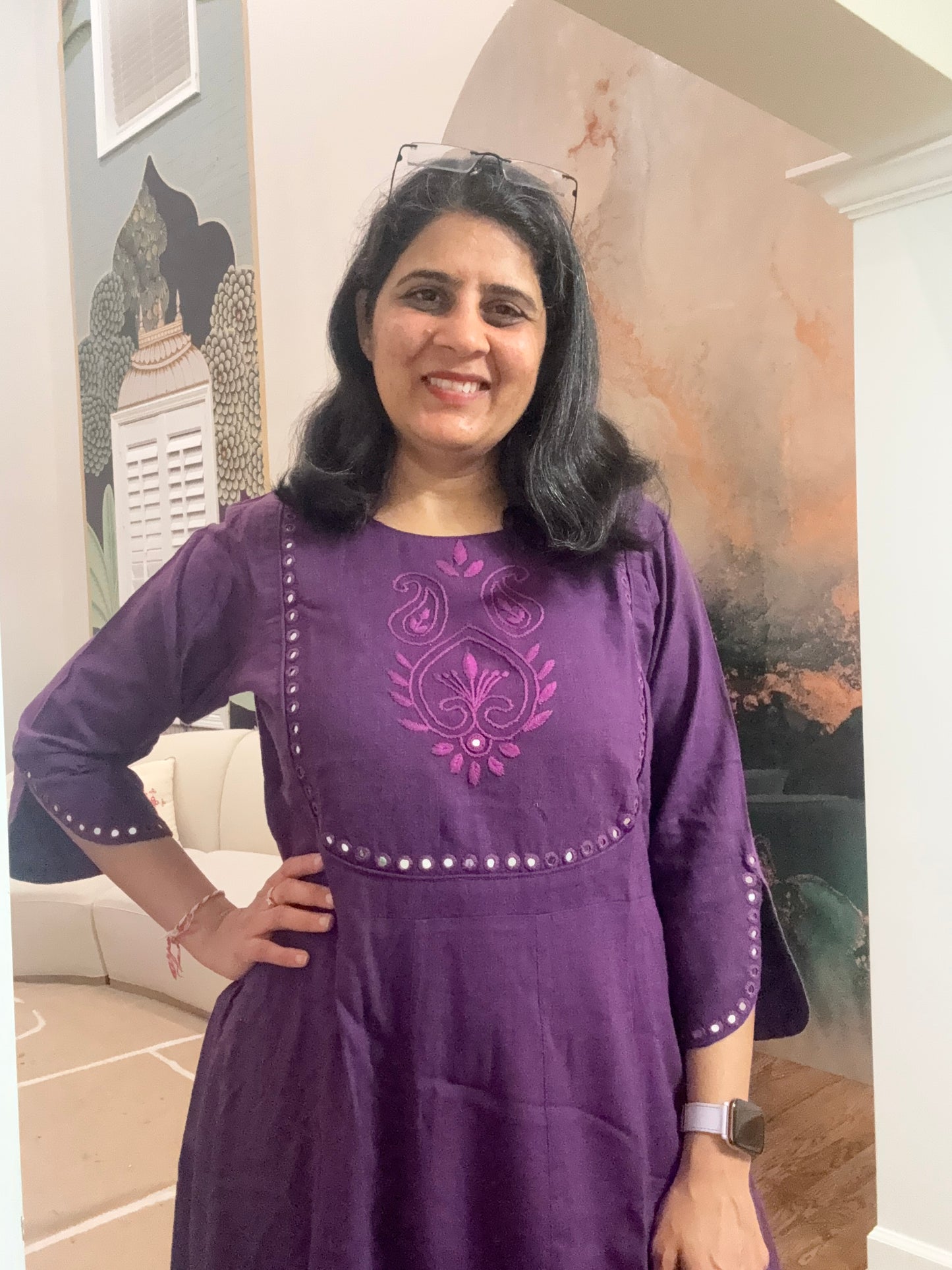 Mirrorwork Hand-embroidered kurta-pant set