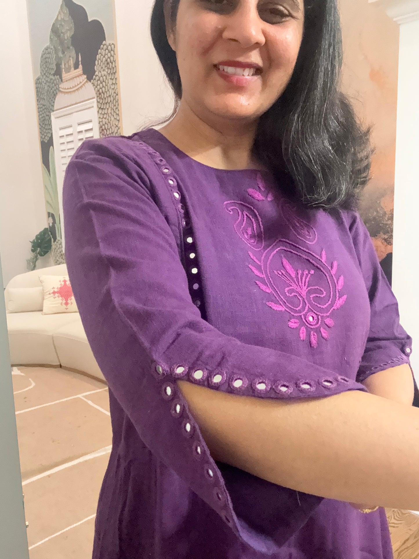 Mirrorwork Hand-embroidered kurta-pant set