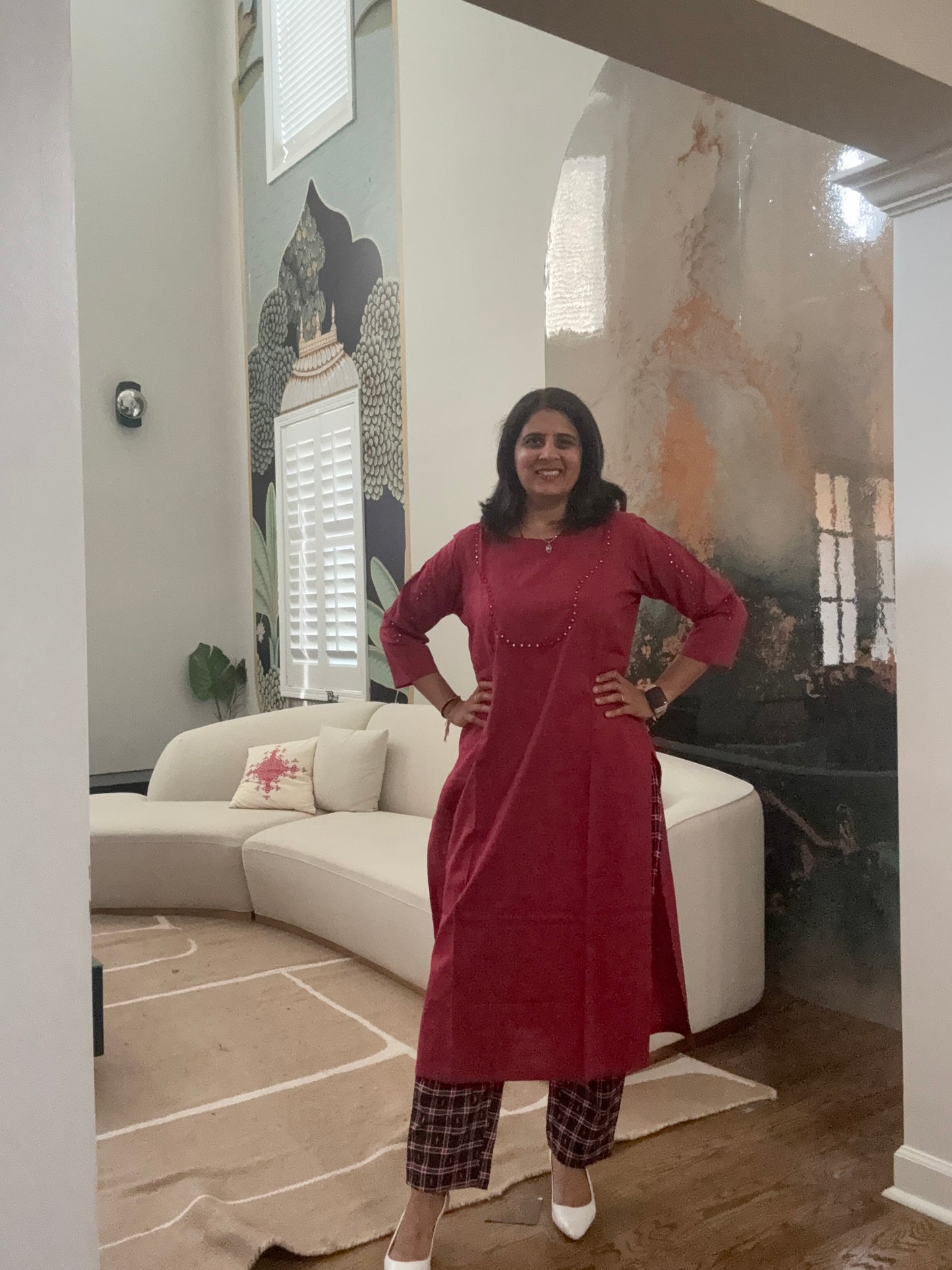 Mirrorwork Hand-Embroidered Kurta Pant Dupatta Set