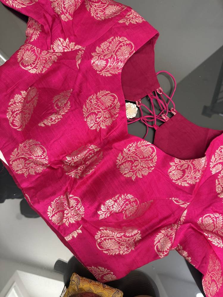 Size 40 - Raw Silk Banarasi Blouse - Pink