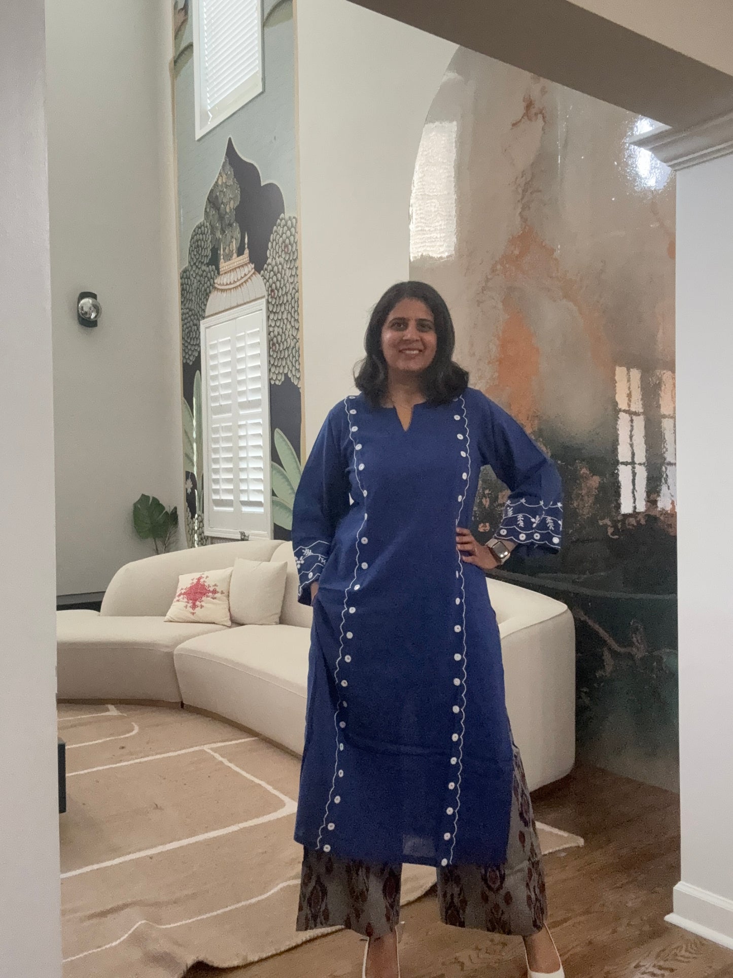 Mirrorwork Hand-embroidered kurta-pant set
