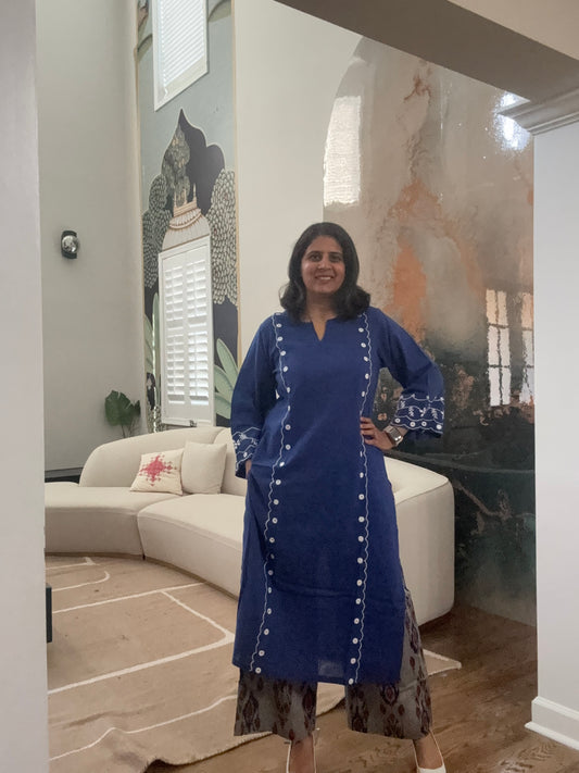 Mirrorwork Hand-embroidered kurta-pant set