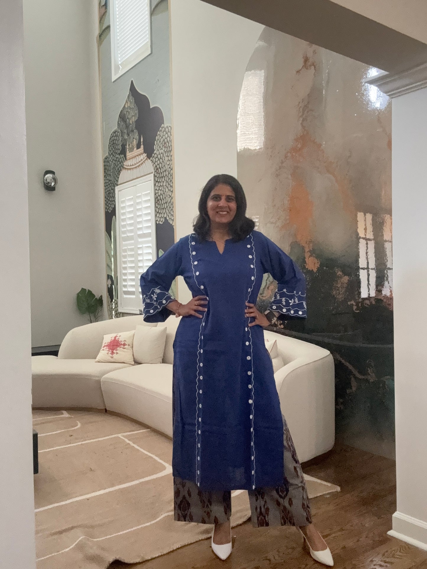Mirrorwork Hand-embroidered kurta-pant set