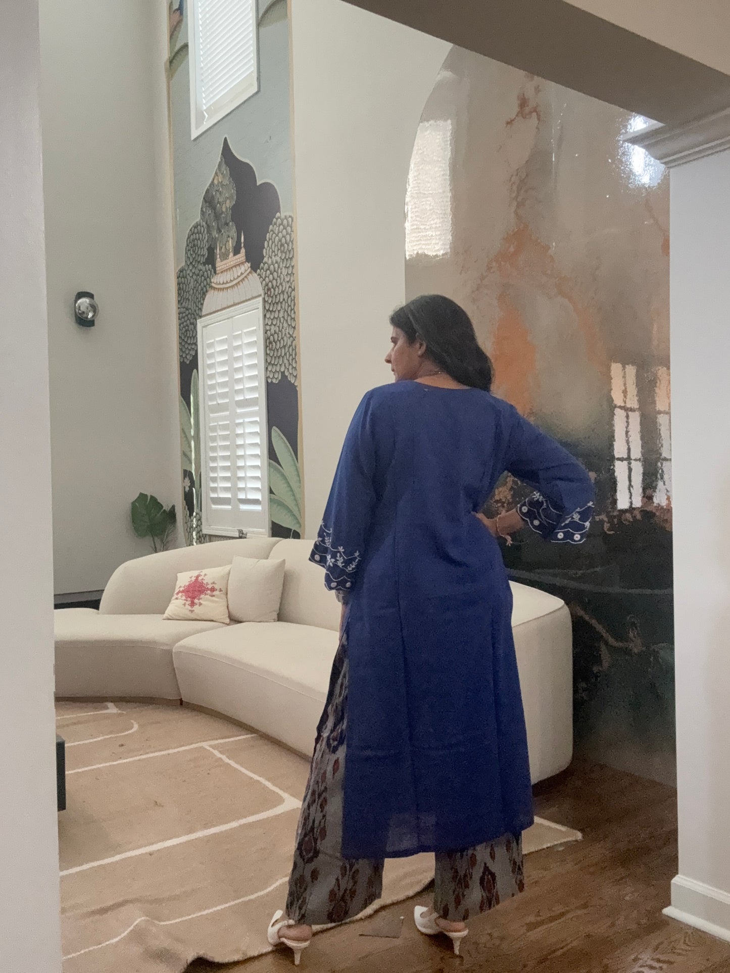 Mirrorwork Hand-embroidered kurta-pant set