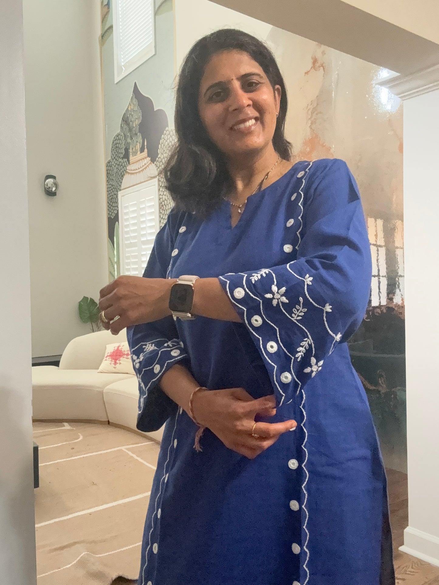 Mirrorwork Hand-embroidered kurta-pant set
