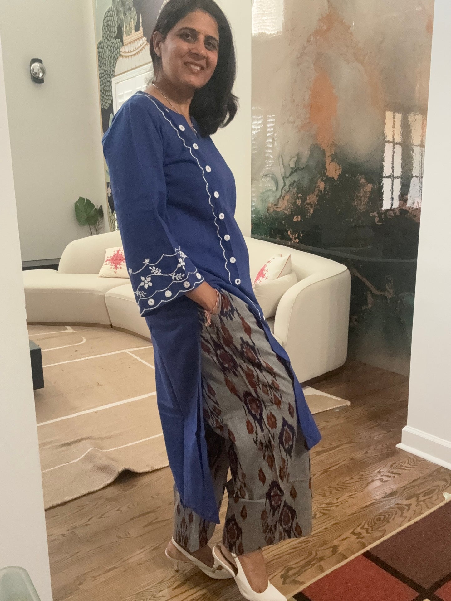 Mirrorwork Hand-embroidered kurta-pant set