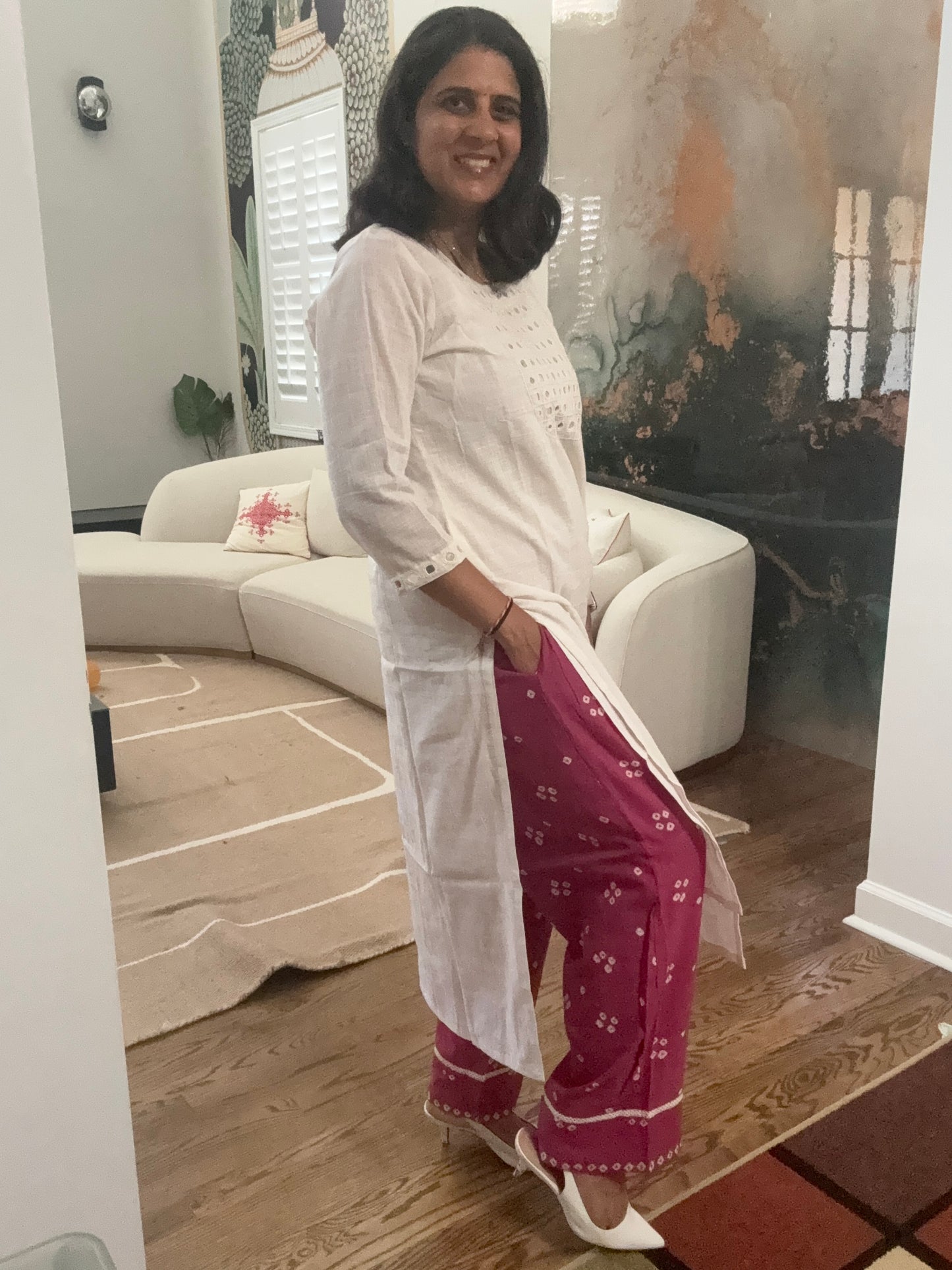 Mirrorwork Hand-embroidered kurta-pant set