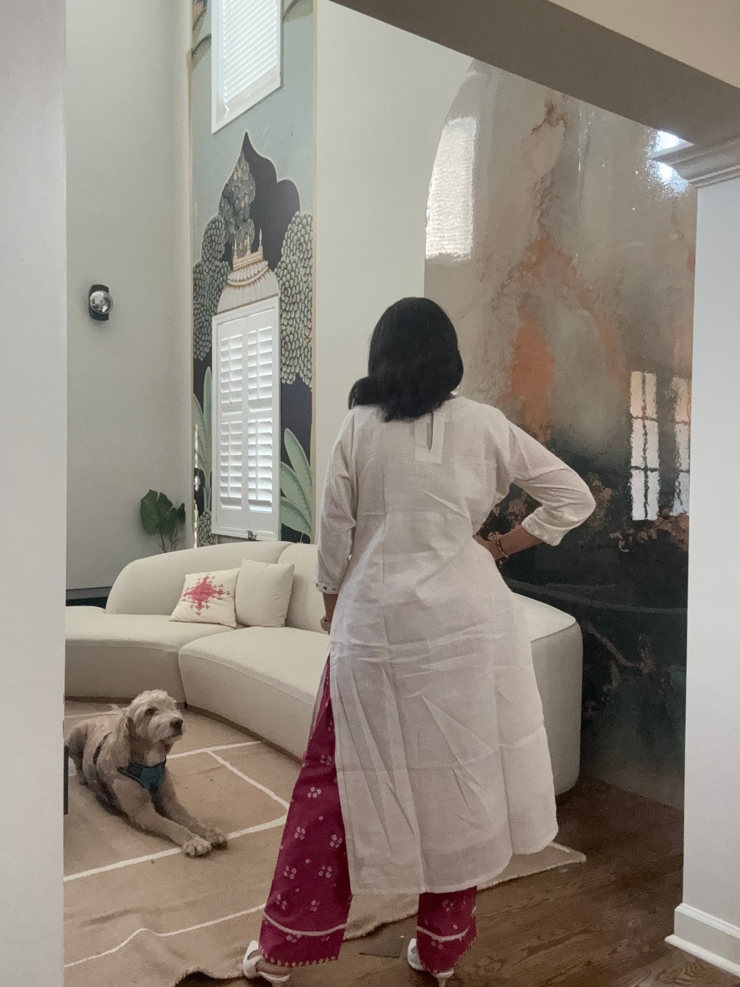 Mirrorwork Hand-embroidered kurta-pant set